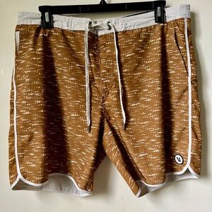 Vuori Men’s Gold and White Swim Board Shorts
